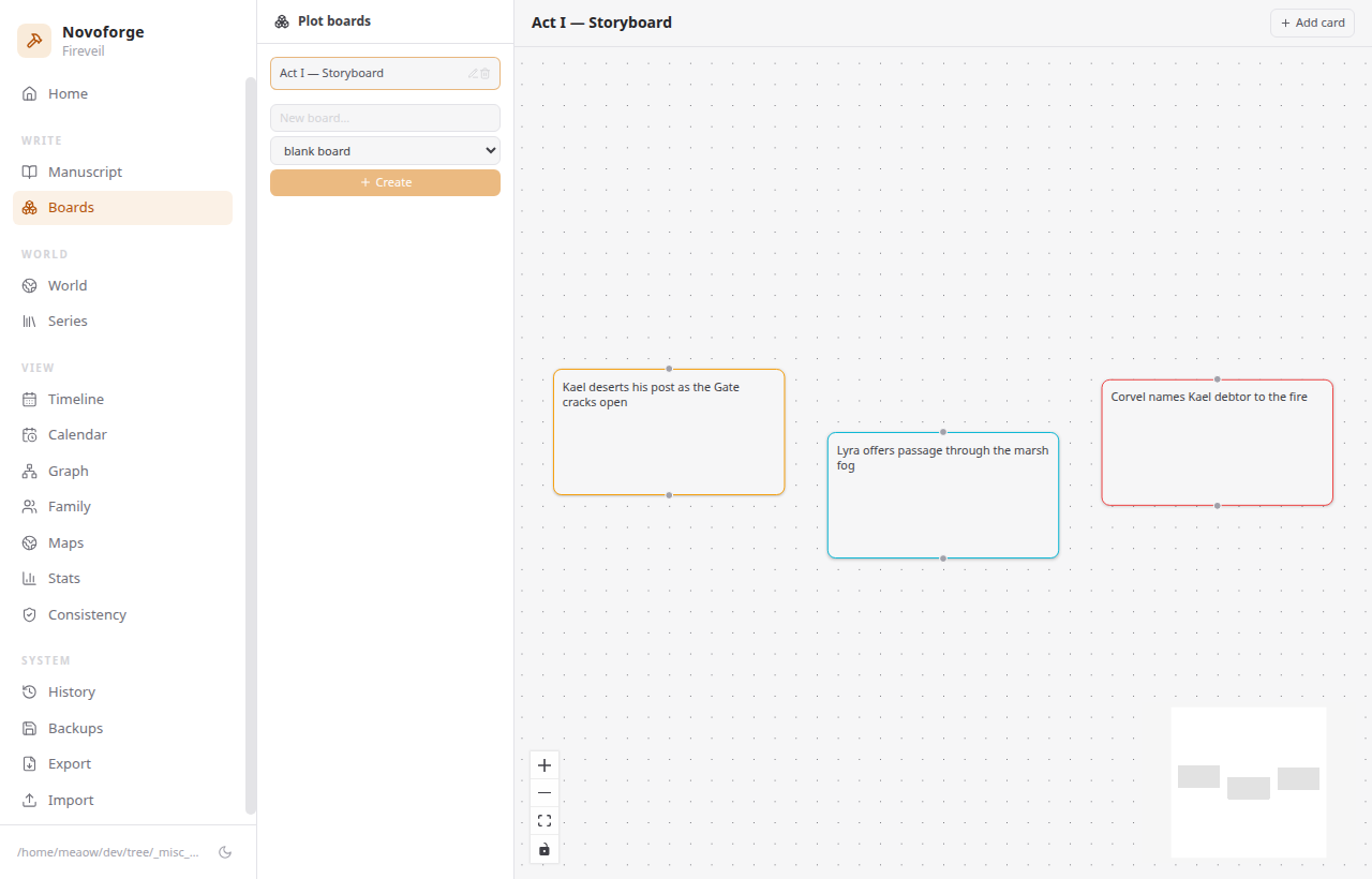Boards — plan scenes and chapters
